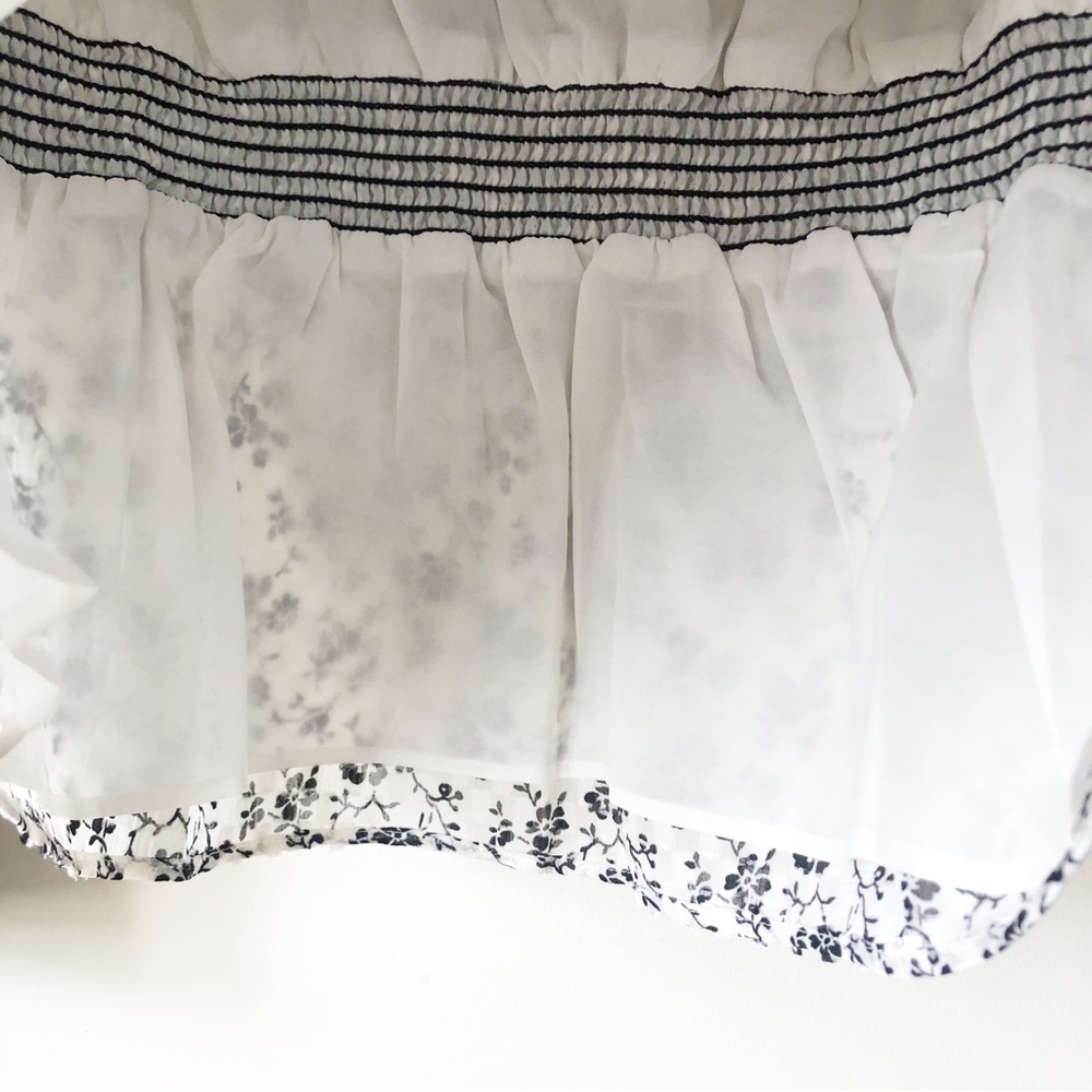 Madewell Clip-dot Branch Floral V-Neck Peplum Top Black White Dainty Monochrome - Picture 8 of 12